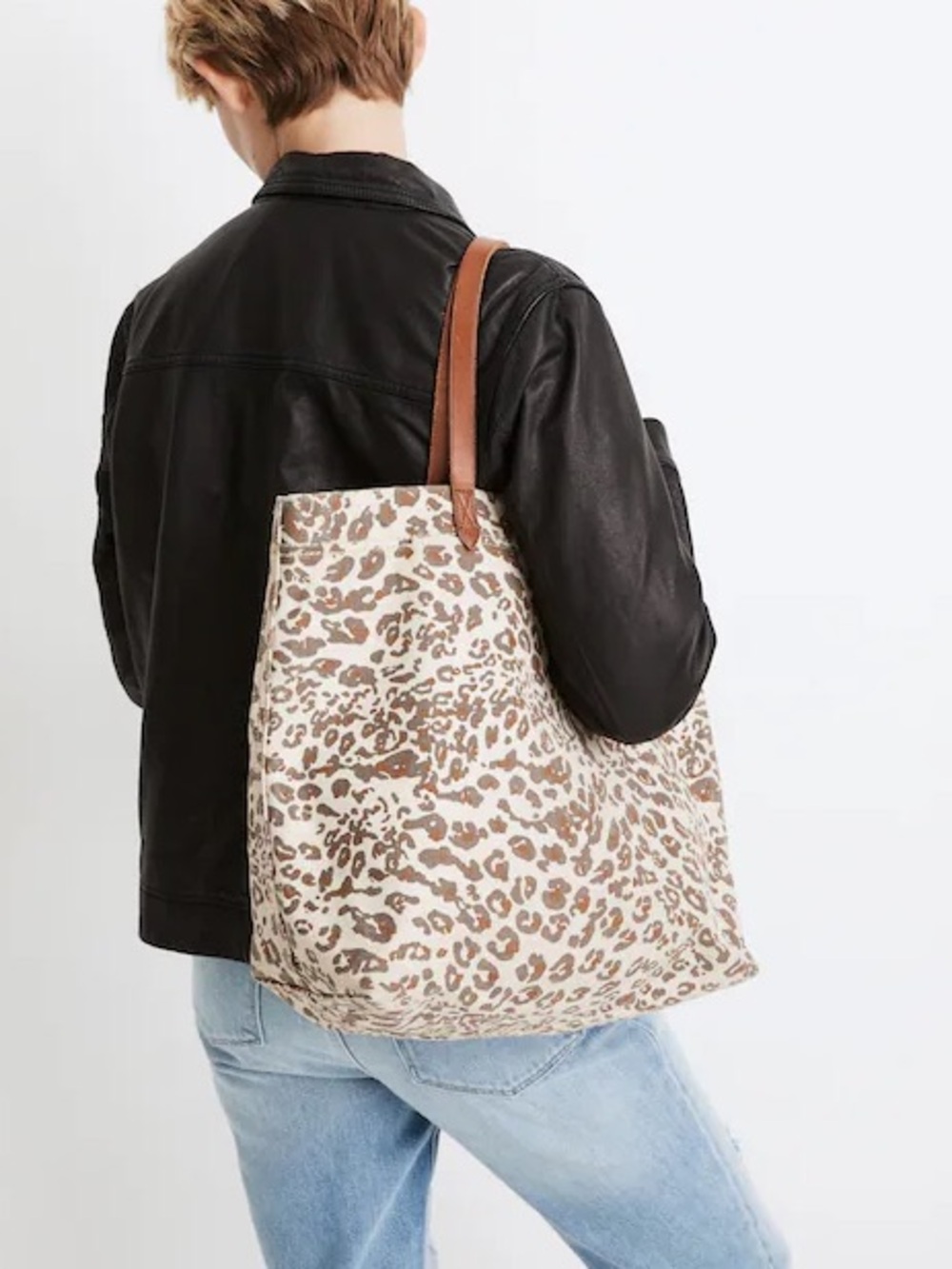 Madewell Canvas Leopard Cotton Large Transport Tote